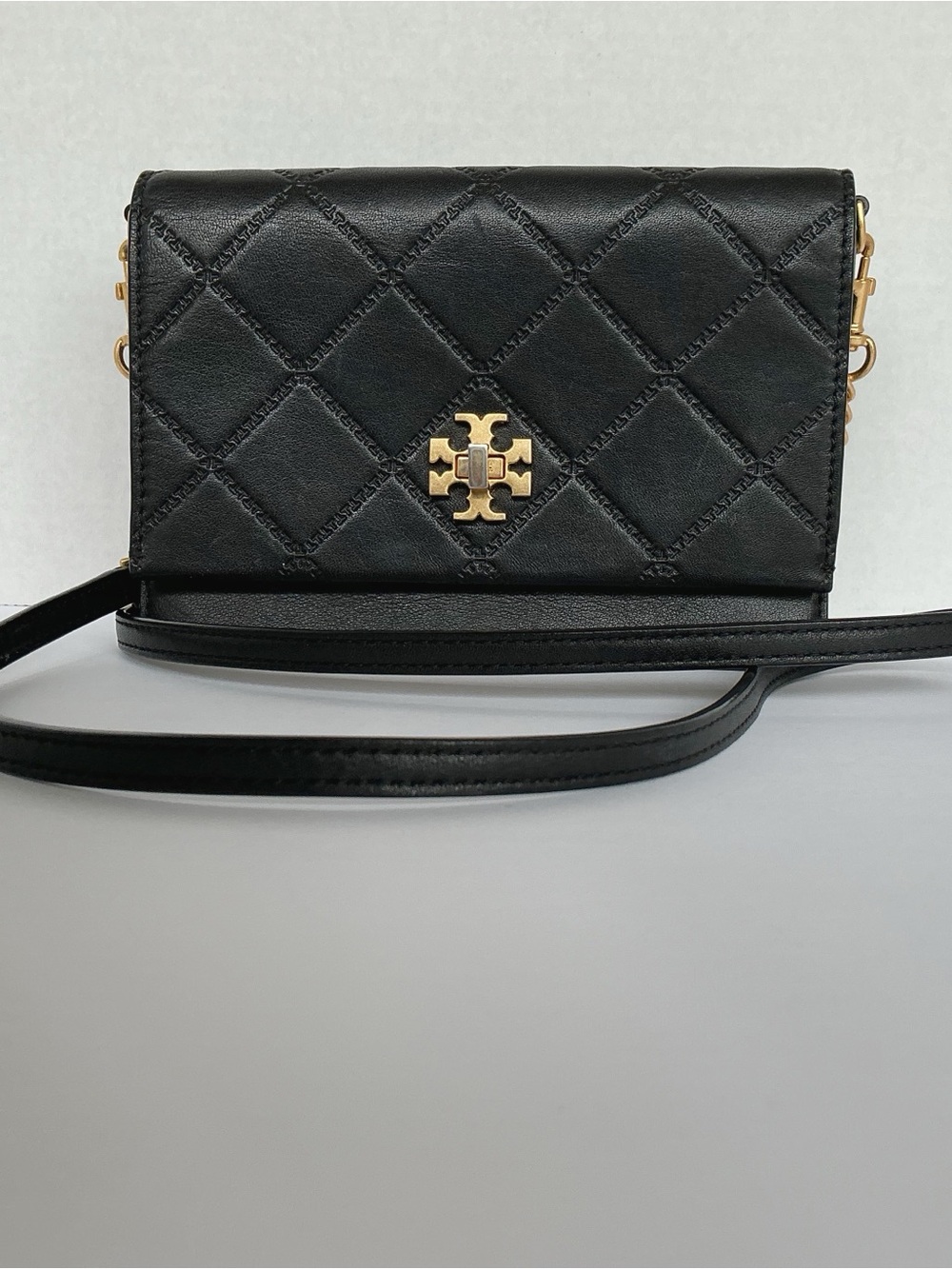 Tory Burch Georgia Quilted Leather Turn Lock Mini Bag in Black - Picture 4 of 16